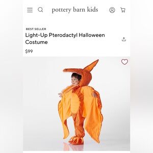 Pottery Barn Kids Light-Up Orange Pterodactyl Costume